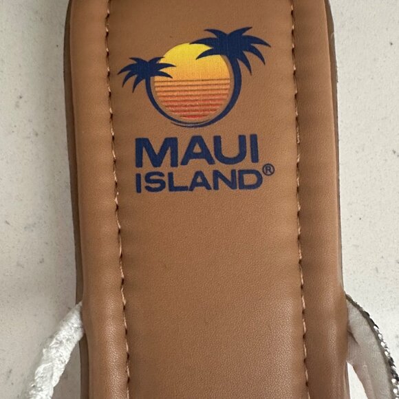 Maui Island Womens Daphne Sandals 10M Brown Faux Leather Rhinestone Straps Comfo - Picture 3 of 8